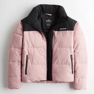 NWT Hollister Light Pink & Black Puffer Jacket, New in Package